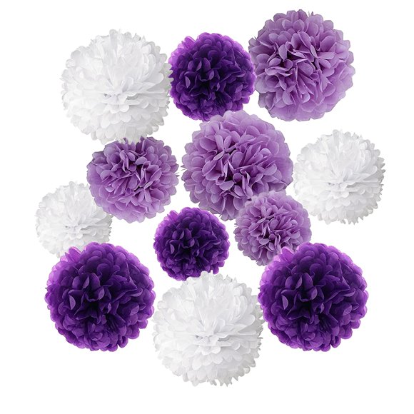 Pompones de papel de seda, flores, dibujos animados, fiesta de boda, 12 unidades