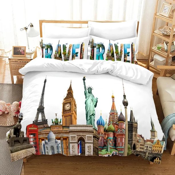 Statue of Liberty Bedding Set,Duvet Cover Comforter Bed Set Quilt Cover Pillowcase,King Queen Twin Size Boys Girls AdultsBed Sheets