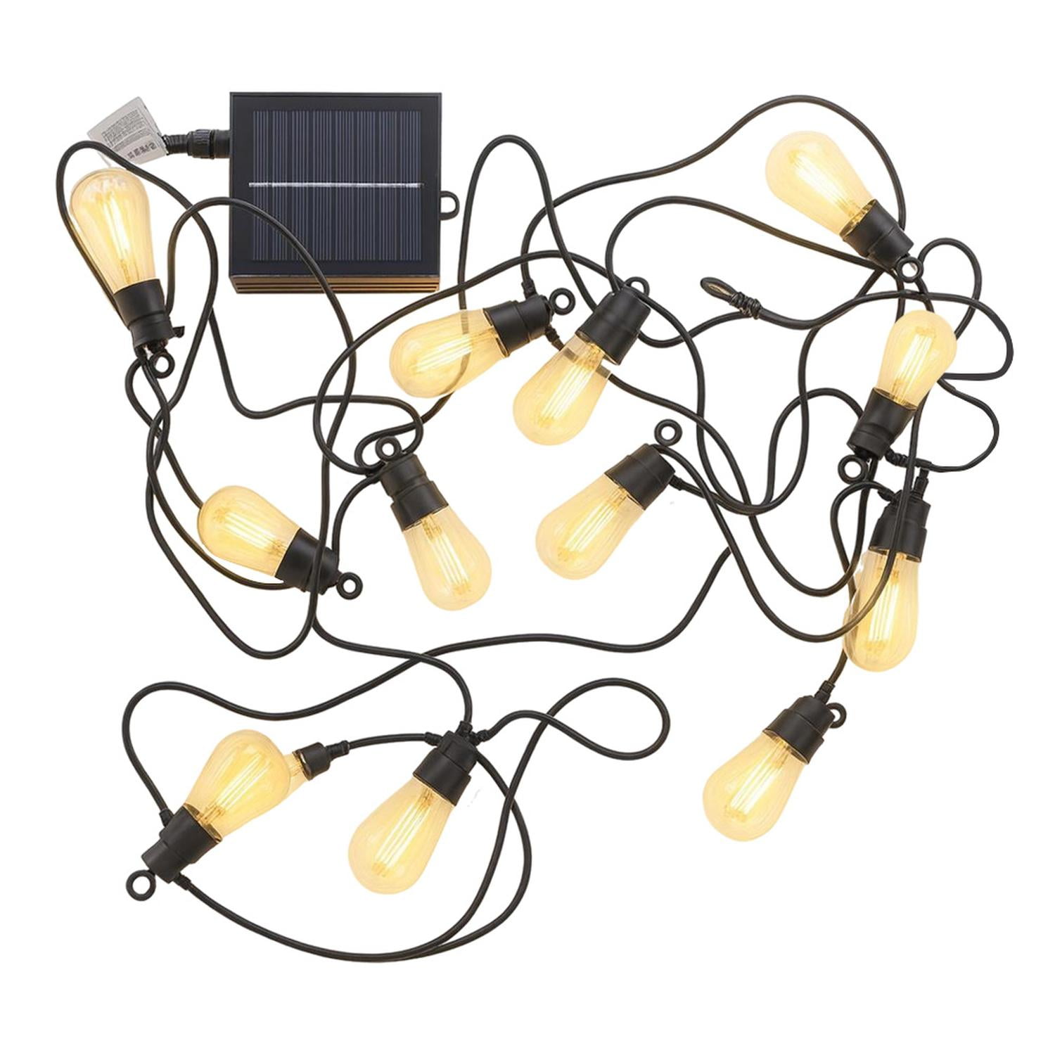 Guirnalda Led Solar 6.5mts Con 10 Amp 2700k Megabright Negro