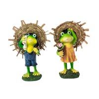 Ioensy - 2 Piezas De Esculturas De Animales De Resina, Figuras De Ranas De Césped, Estatuas De Jardín, Figuras