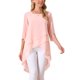 thumbnail image 1 of INSPIRE CHIC Blusa de Chifón para Mujer con Mangas Divididas 3/4 y Dobladillo Asimétrico Túnica Rosa L, 1 of 6
