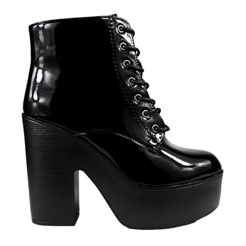 Megabazar Spa - Botin Charol Taco Alto Con Plataforma 60 Yassne Negro