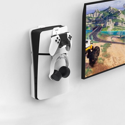 Soporte De Montaje De Pared Aaronmei Para Consola Ps5 Slim Blanco