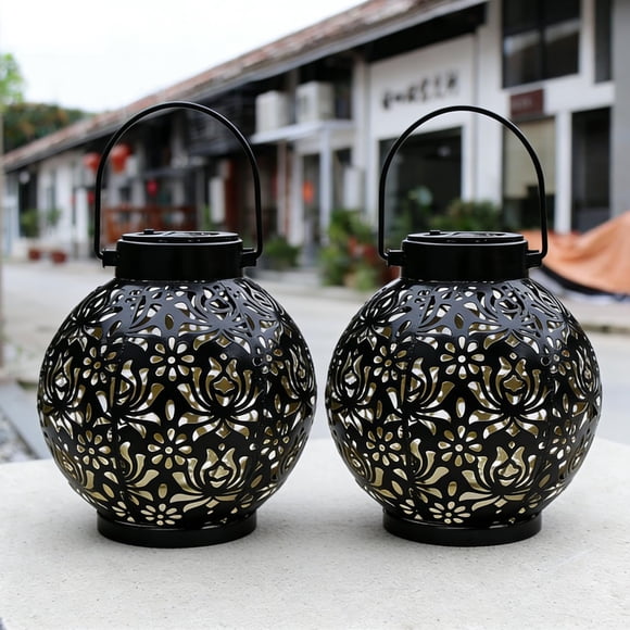 Farol Solar BLLTLLW Pack de 2 Negro Flor 14x16 cm