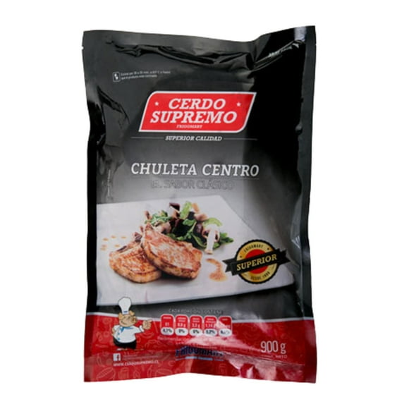 Chuleta de Cerdo Centro Congelada, 900 g