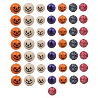 Magideal - 50 Piezas De Cuentas Redondas De Madera Para Halloween, Cuentas Espaciadoras De Madera Rústicas Para Decoración De Halloween, Manualidades, Decoración Estilo C