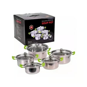 Aventura Store - Set De 5 Ollas - Acero Inoxidable Para Cocina Versátil Y Duradera