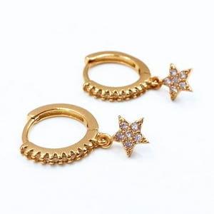 Nordvik London - Aros Argollas, Dijes De Estrellas, Circonitas Y Plata 925 Enchapados En Oro 24K