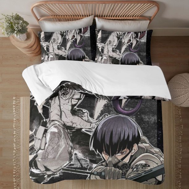 Kaiju No.8 Face on print Soft Bed Set Lightweight 3 Pieces Bedding Sets for All Season Comforter Set Easy Care