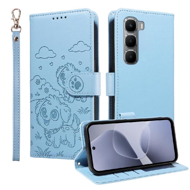 Funda Billetera FOXDOCK Compatible con Infinix Hot 60 5G, Diseño Perrito Tierno, Ranuras para Tarjetas y Soporte Plegable