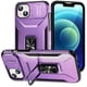 thumbnail image 1 of Funda Armada para iPhone 14 Plus con Tapa Deslizante y Soporte Magnético Giratorio Morado, 1 of 5