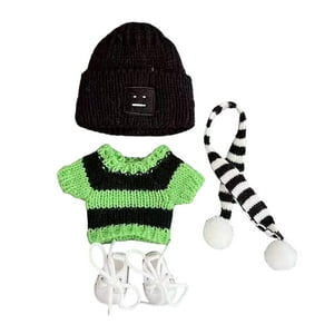 Sharplace - Suéter De Ropa Para Muñecas, Accesorios Para Fotos, Bufanda Bonita Desmontable, Sombrero Para Muñecas De 6,69 Pulgadas, Rayas Negras Y Verdes
