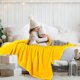 thumbnail image 3 of PiccoCasa Manta de Cama de Lujo de Forro Polar Tejido de Malla California King Amarillo, 3 of 7