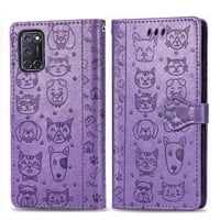 Funda Cartera Foxdock Para Oppo A52 / A72 / A92 , Flip Pu Con Relieve De Gatos Y Perros, Tarjetero Y Soporte