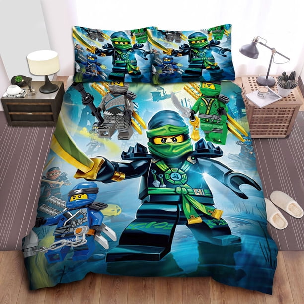 Ninjago Team Artwork Battlefield: Comforter, Duvet Cover, Set3-Piece Bedding Set (1 Duvet Cover + 2 Pillow Shams)