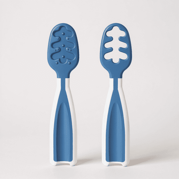 Set de 2 Pre-Cucharas de Aprendizaje para Bebé +4 Meses | SensiBlue - Azul Claro