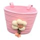 thumbnail image 1 of Cesta Delantera Para Bicicleta Infantil De 12 A 16 Pulgadas, Tejida Con Cuerda De Algodón, Color Rosa, 1 of 5