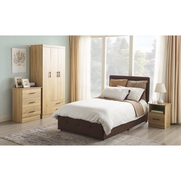 Combo Dormitorio Closet + Comoda + Velador PB Roble