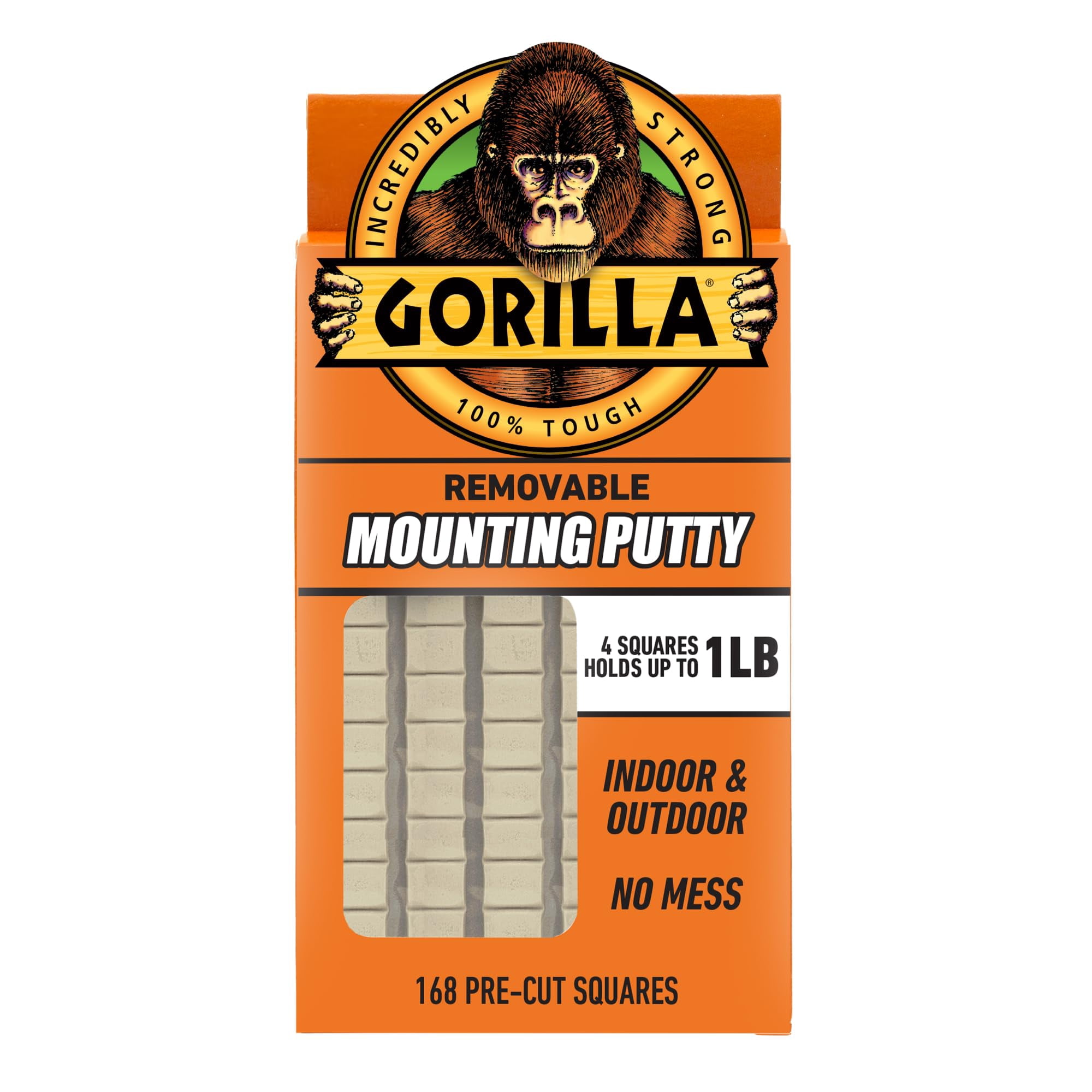 Masilla De Montaje Gorilla, Color Canela Natural, 168 Cuadrados, Paquete De 1