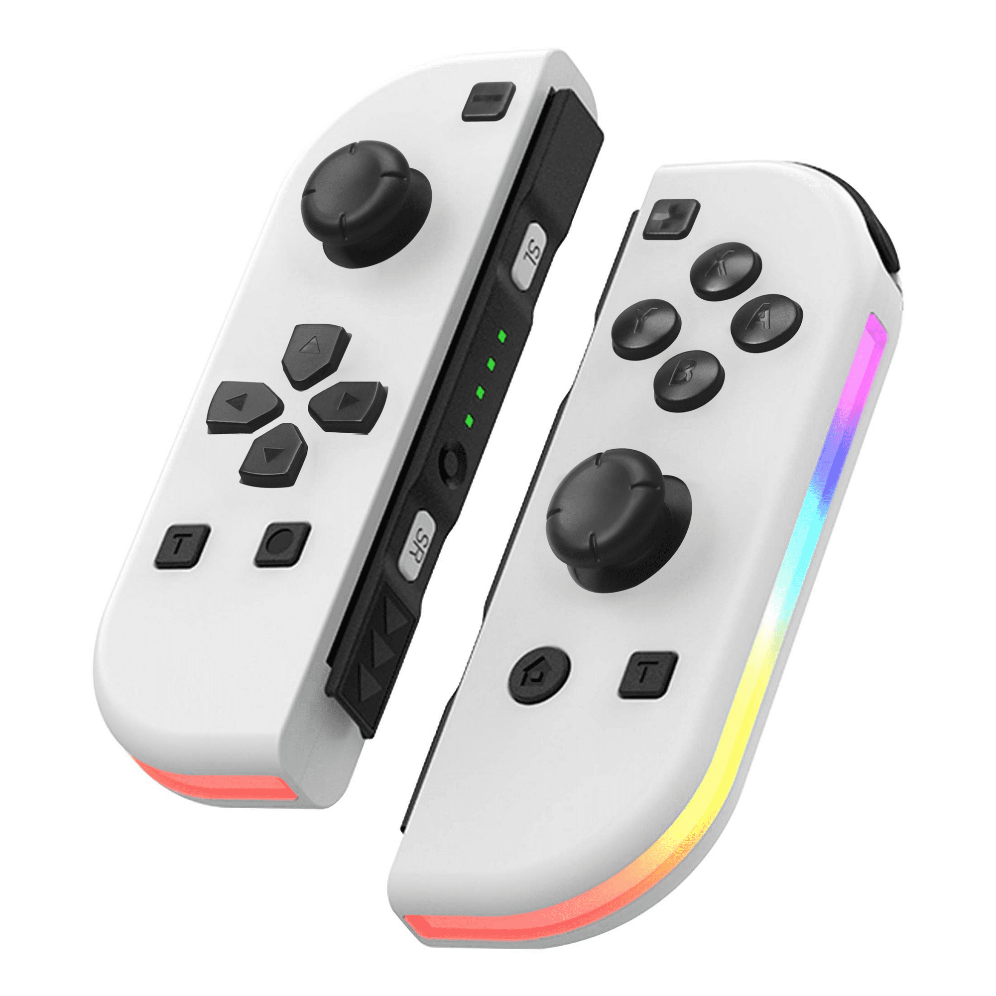 Genérico - Mando Joypad Para Nintendo Switch, Controlador De Juego Con Luz Rgb, Mando Joypad L/r Con Vibración Dual Y Función Turbo, Blanco