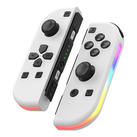 Genérico - Mando Joypad Para Nintendo Switch, Controlador De Juego Con Luz Rgb, Mando Joypad L/R Con Vibración Dual Y Función Turbo, Blanco