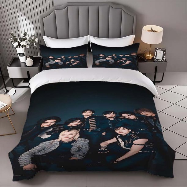 ATEEZ Group Photo Themed Bedding Set | Includes 1 Duvet Cover and 2 Pillowcases Soft and Comfortable Suitable for All Seasons