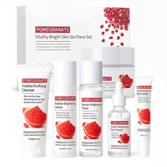 Set Cuidado Facial Pomegranate 6 Piezas Hidratante Iluminador