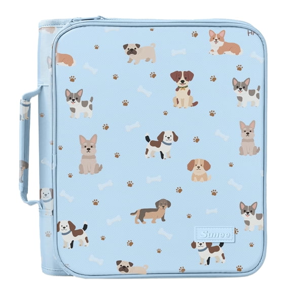 Carpeta SUNEE de 2 anillas, 50 cm, 500 hojas, azul con diseño de perro