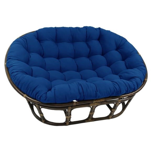 Silla Papasan doble International Caravan, ratán, color azul nogal