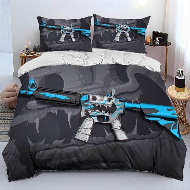CS,Gun,USP,AK,M4,AWP,Rifle Pistol Cartridge 3D Comforter Bedding Set,Duvet Cover Bed Set Quilt Cover Pillowcase,King Queen Size