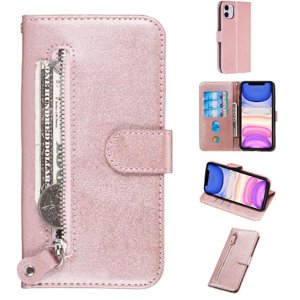 Gangxun - Funda Con Cremallera Para Iphone 11, Carcasa Cartera De Cuero Pu Con Soporte Y Tarjetero