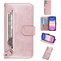Gangxun - Funda Con Cremallera Para Iphone 11, Carcasa Cartera De Cuero Pu Con Soporte Y Tarjetero