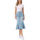 thumbnail image 2 of INSPIRE CHIC Falda de Mezclilla Cola de Pescado para Mujeres de Regreso a Clases Falda Midi Ajustada Lavada Azul Claro S, 2 of 6