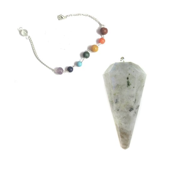 Péndulo Enchanted Jewelry 20 cm Piedra Lunar Arcoíris