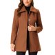 thumbnail image 1 of INSPIRE CHIC Abrigo de Invierno para Mujer con Cuello Abatible y Botonadura Simple con Bolsillos XS Marrón, 1 of 7