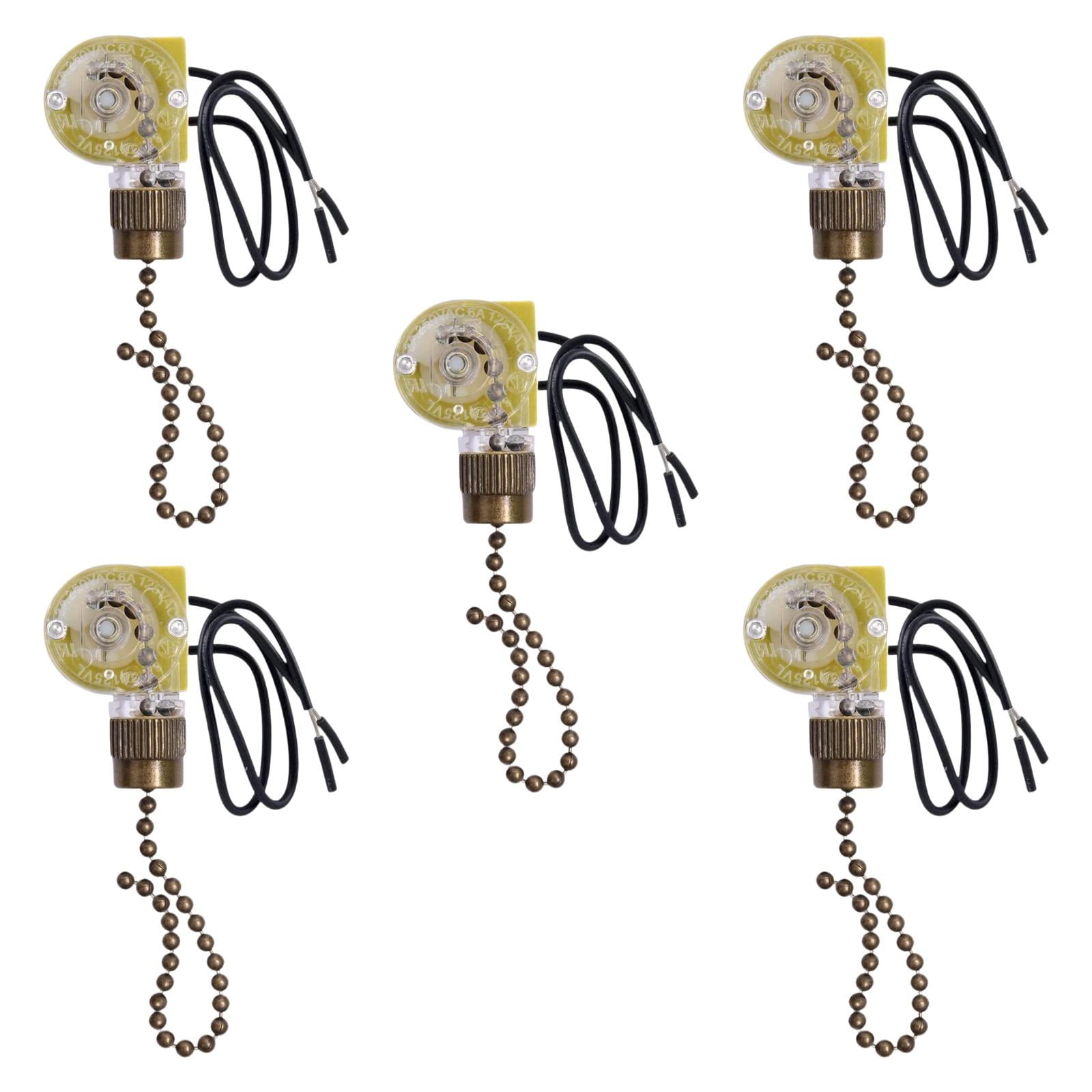 Magideal - 5 Cadenas De Tracción Para Luces De Ventilador De Repuesto De Pared, 2 Cables, Interruptor De Ventilador De Techo Profesional, Resistente Y De Alto Re Bronce