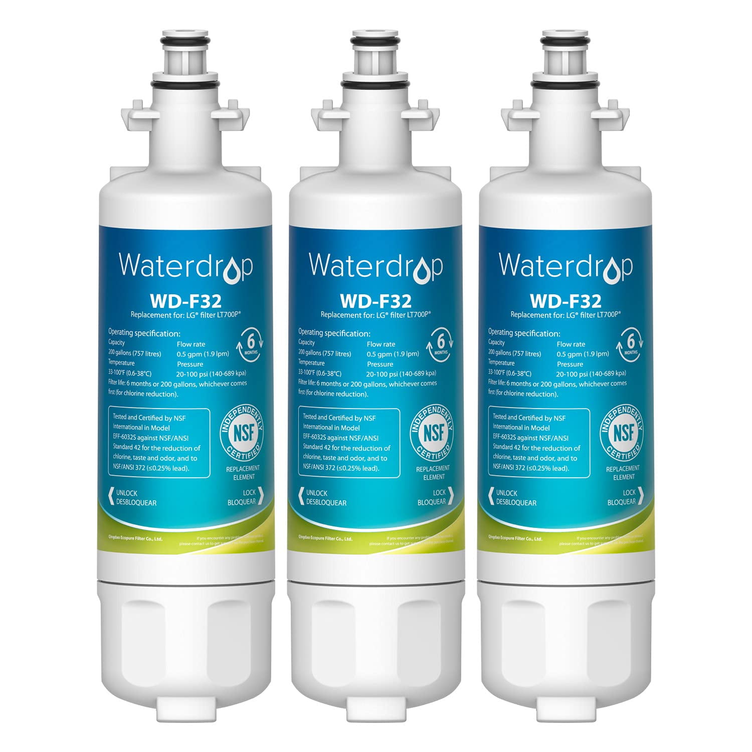 Filtro De Agua Para Frigorífico Waterdrop Adq36006101 Para Lg Lt700p