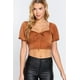 thumbnail image 1 of Top Corto De Satén Fruncido Con Escote Halter, 1 of 5
