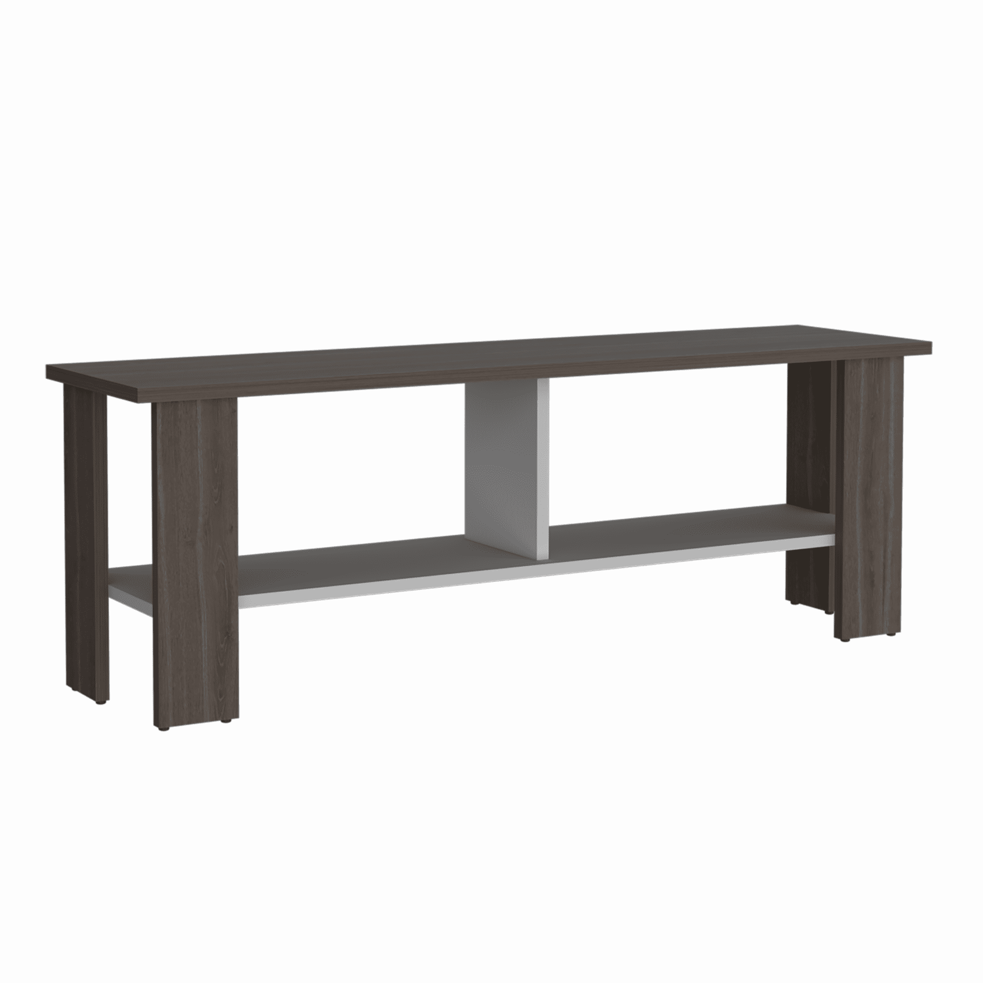 Fmfurniture - Rack Tv 50 Con 2 Repisas Fm-031o Café Oscuro Y Blanco
