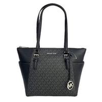 Cartera Michael Kors Charlotte Large Logo And Leather Top-Zip Tote (Negro)