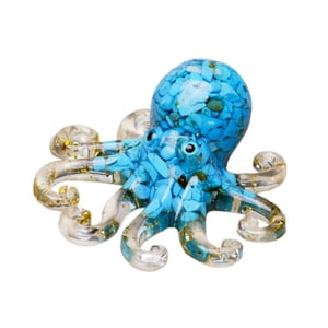 Bothyi - Figura De Pulpo De Grava De Cristal, Animal Marino Coleccionable Para El Hogar, Sala De Estar, Azul Turquesa