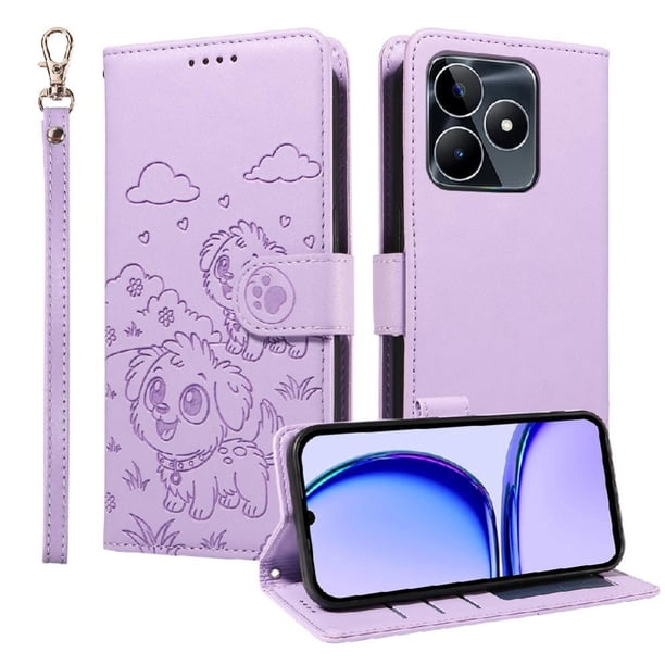 Funda Billetera FOXDOCK Compatible con Realme Note 50 4G, Diseño Perrito Tierno, Ranuras para Tarjetas y Soporte Plegable