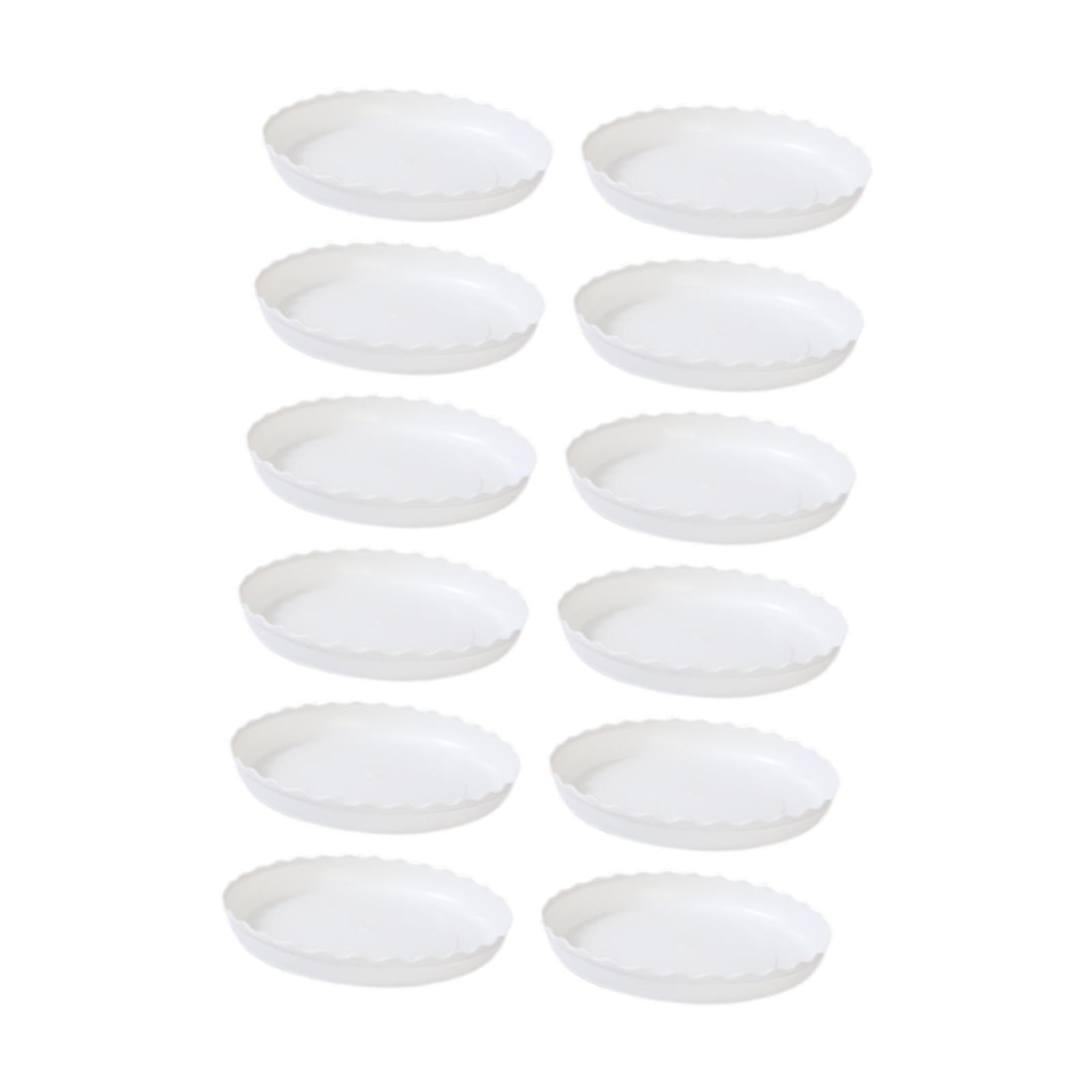 Magideal - 12 Piezas De Platillos Para Plantas, Bandeja De Goteo Para Interior Y Exterior, Para Base De Maceta, Diseño Tradicional, Elegante Platillo, Bandeja De Blanco