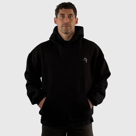 Poleron Canguro Relax Cotton Negro Hombre Konko