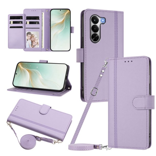 Funda Tipo Libro para OnePlus Nord CE 6 Lite, Tapa con Imán, Morado Claro