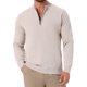 thumbnail image 1 of INSPIRE CHIC Suéter de Cuello Simulado para Hombre Color Sólido con Cremallera Cuarto Polo de Punto L Beige, 1 of 6