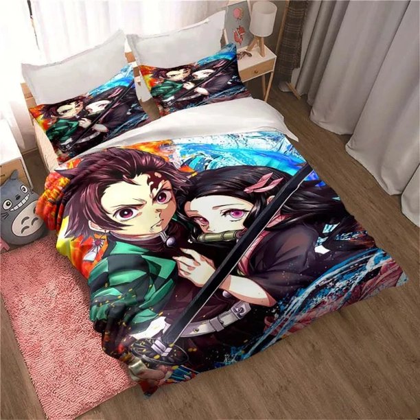 Demon Slayer, Gift Child Bedding Set Mircofiber or Polyester Duvet Cover Set Cover Bed Cover with Bed Sheets