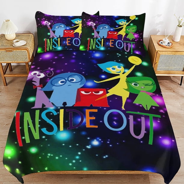 x498 Inside Out 2 Bed Duvet Cover Microfiber Bedding Sets 3D Printed Lightweight 3 Piece Comforter Sets, 1 Duvet Cover And 2 Pillow Shams for Kids Boys Girls 90"x90" jn498