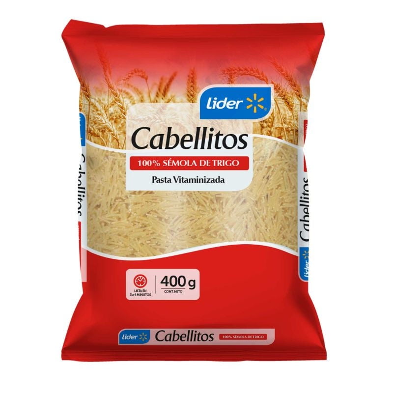 Fideo Pasta Cabellitos Bolsa 400 g Lider