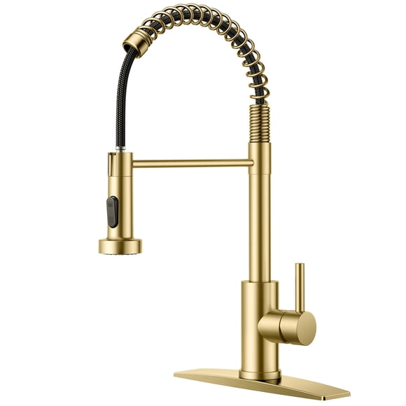 Grifo De Cocina Gold Con Pulverizador Desplegable De Acero Inoxidable